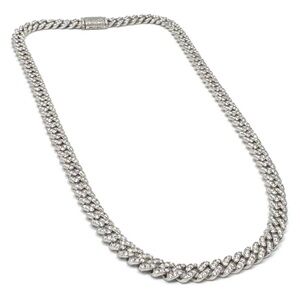 925 Silver, 7.70CTW Moissanite Slim Miami Cuban Chain